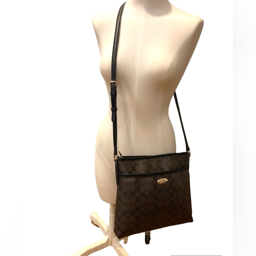 Coach Signature Crossbody Bag Black & Brown (F34938) - Picture 12 of 14
